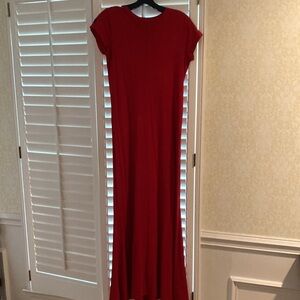 Ralph Lauren cotton very soft, red long dress has logo on the sleeve